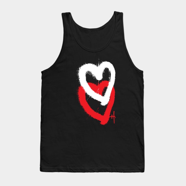 Hydrus Graffiti Double Hearts Tank Top by Hydrus